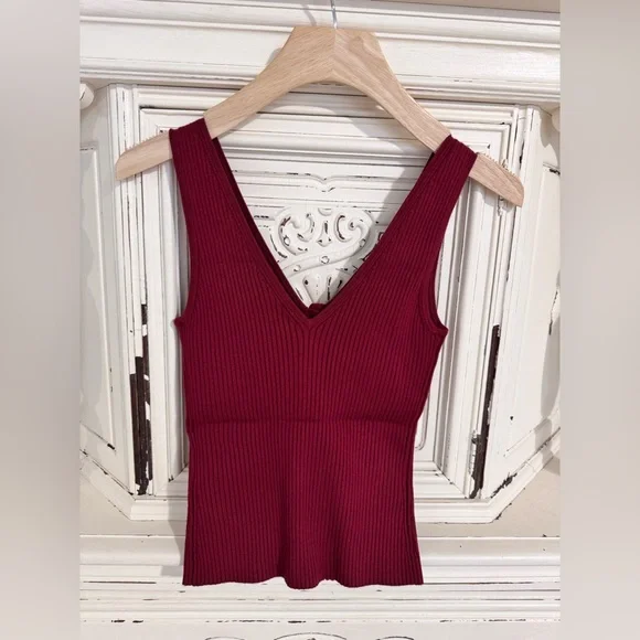 Madewell Ribbed V-Neck Tank Top Button Down • Size S• NWT - Picture 3 of 5